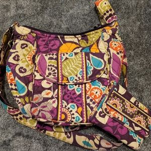 VERA BRADLEY purple floral PURSE and WALLET set